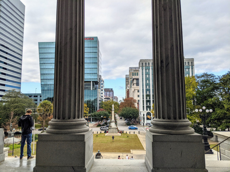 Views of downtown Columbia from the portico of the State House