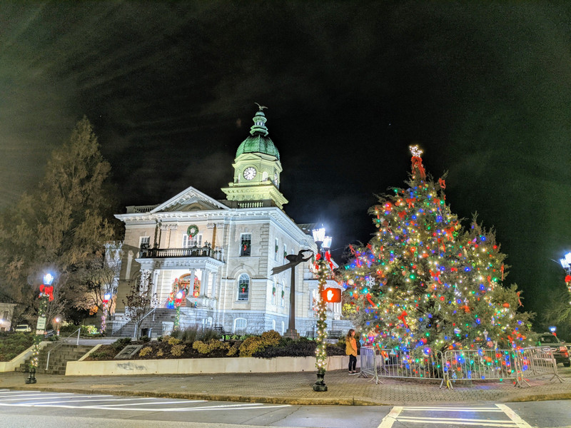Athens City Hall and the annual Christmas Tree
