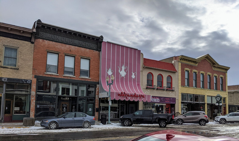 One of the few colorful storefronts in Laramie