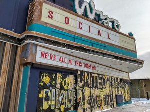 Abandoned theatre with a positive message