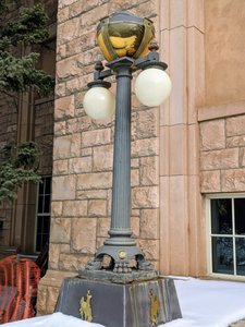 Old lamp outside the gym on UW's campus