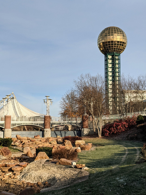 The Sunsphere at World's Fair Park (1982), the only recognizable non-football landmark in Knoxville