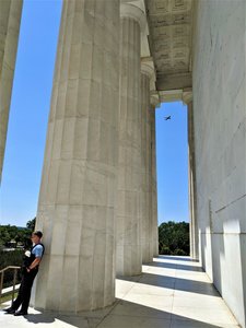 The plane! The plane! From the portico of the Lincoln Memorial