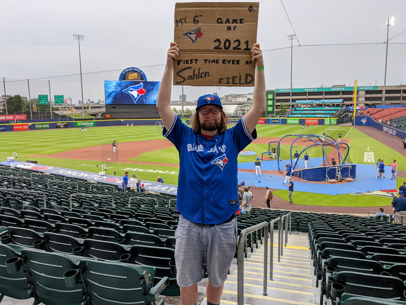 As always, I brought my sign to my first game at Sahlen Field
