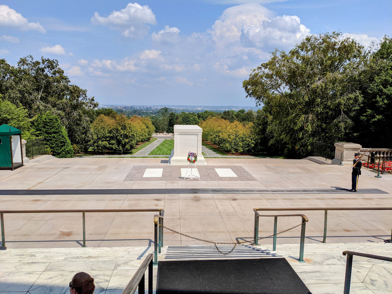 A lone guard always stands watch at the Tomb of the Unknowns