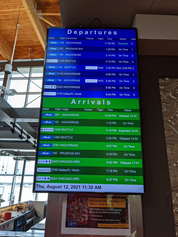 These are ALL the flights coming and going from Fairbanks today