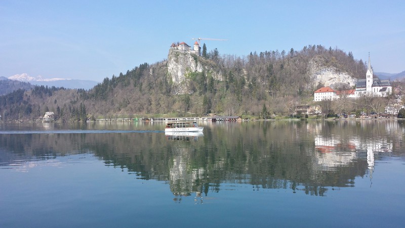 Bled Castle atop the hill