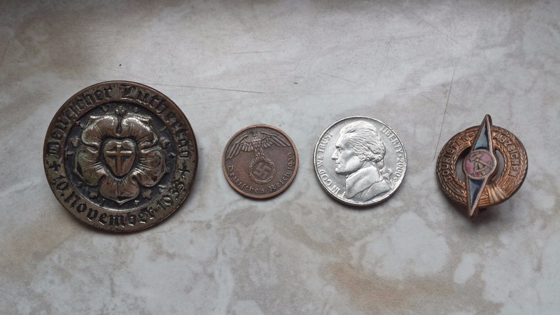 My flea-market haul - with a nickel for size