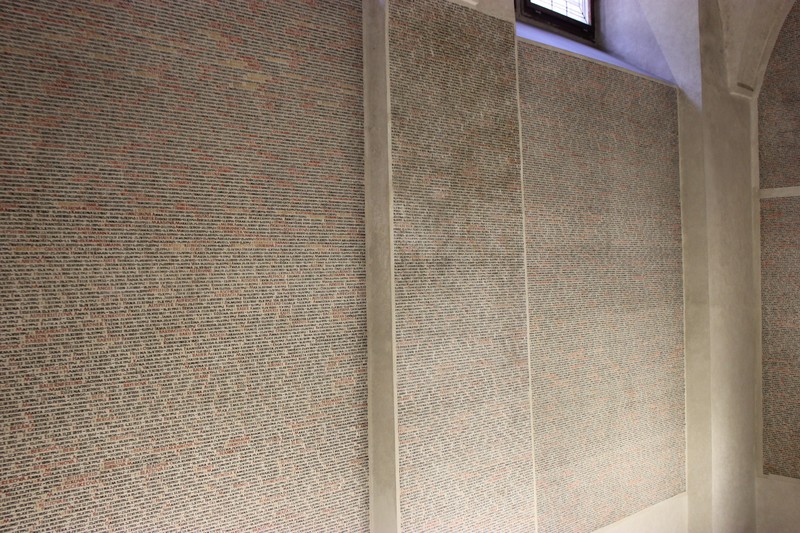 Names of the Holocaust victims in the Pinkas Synagogue