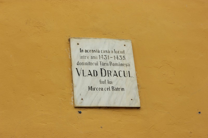 Plaque marking the birthplace of Dracula