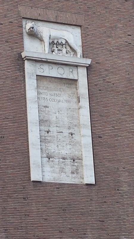 Some plaque with Mussolini's name on it