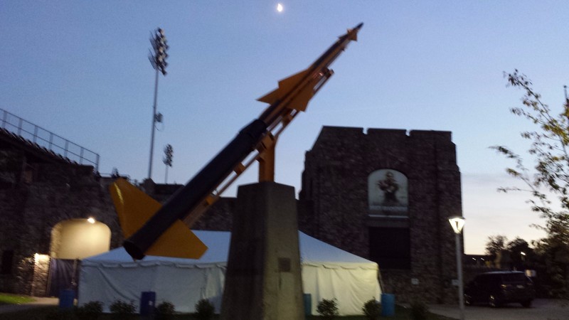Toledo's stadium, the Glass Bowl, has a rocket outside