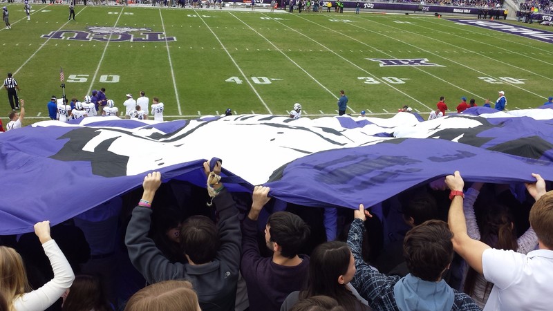I almost got under the big flag in the student section