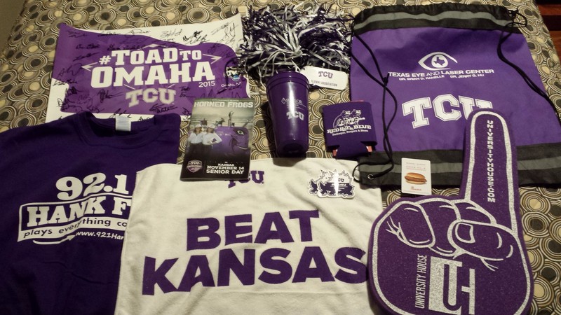 All the FREE swag I got before and during the TCU game
