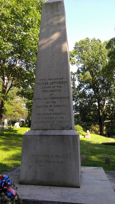 Thomas Jefferson's grave - note the 3 accomplishments