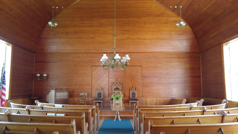 interior of the church in Plymouth, VT