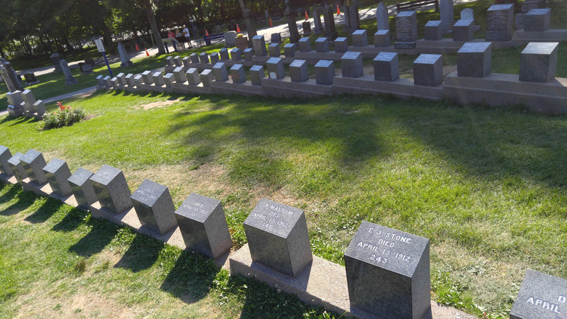 The Titanic grave markers are mostly identical