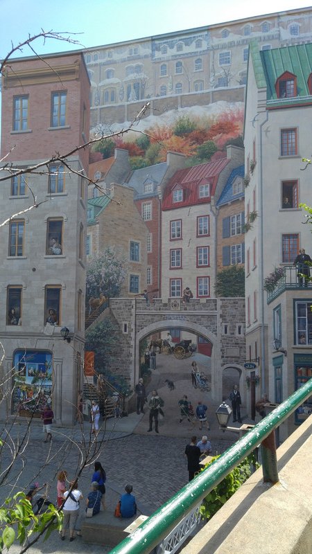 Massive mural in Quebec City showing 500 years