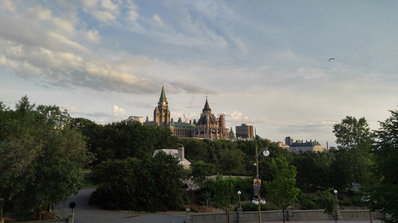 Parliament Hill in Ottawa, viewed from the National Gallery