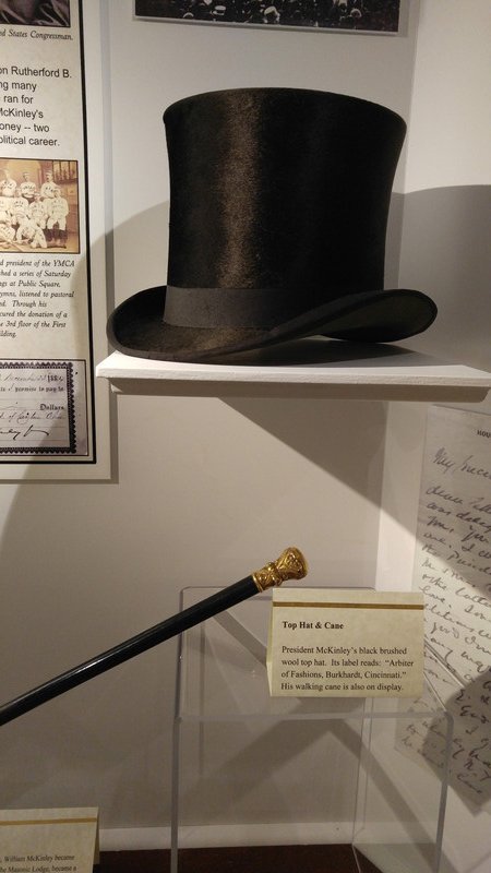 McKinley's trademark top hat and cane
