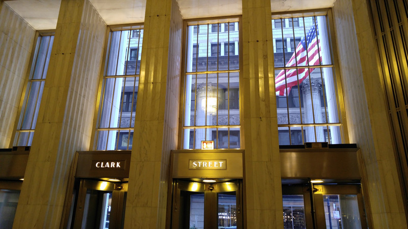 Interior of the Bank of America building in Chicago