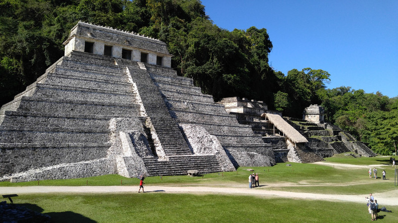 The first three buildings you come to in Palenque