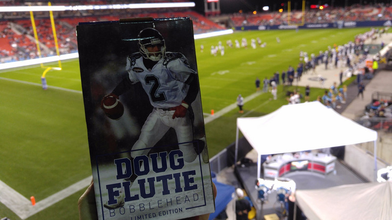 Doug Flutie showed up, so they gave out a bobblehead in his honor