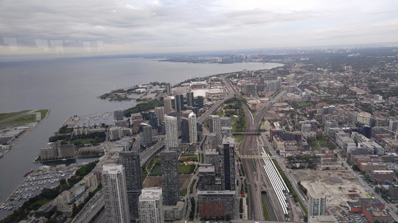 Looking out toward the lake from the CN Tower