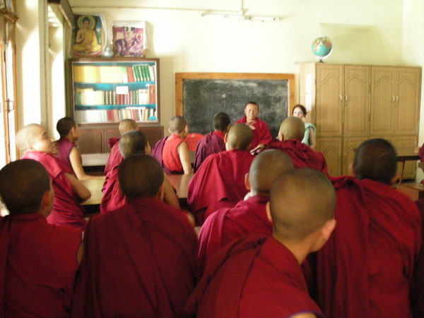 Bagdro talking to the nuns about the reality of the Chinese occupation of Tibet