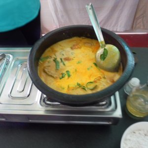 Coconut fish curry.