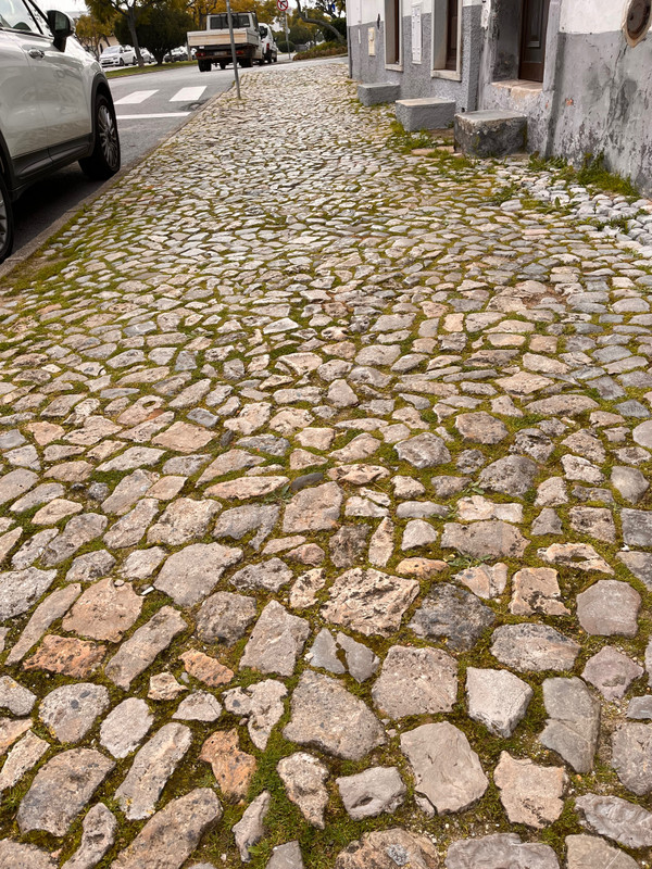 cobbled stone sidewalk