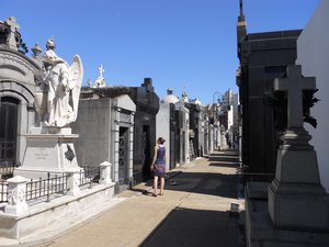 Looking at the mausoleums in Recoleta Cemetary