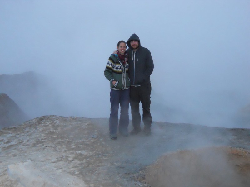 Cold and tired at 06:00 but worth the early start to see the amazing geysers!