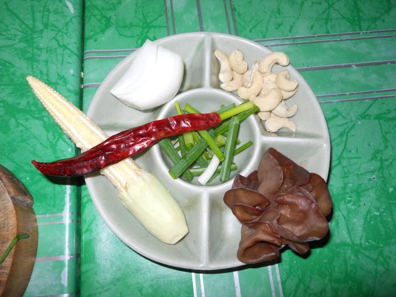Some of the ingredients for chicken and cashew nut dish