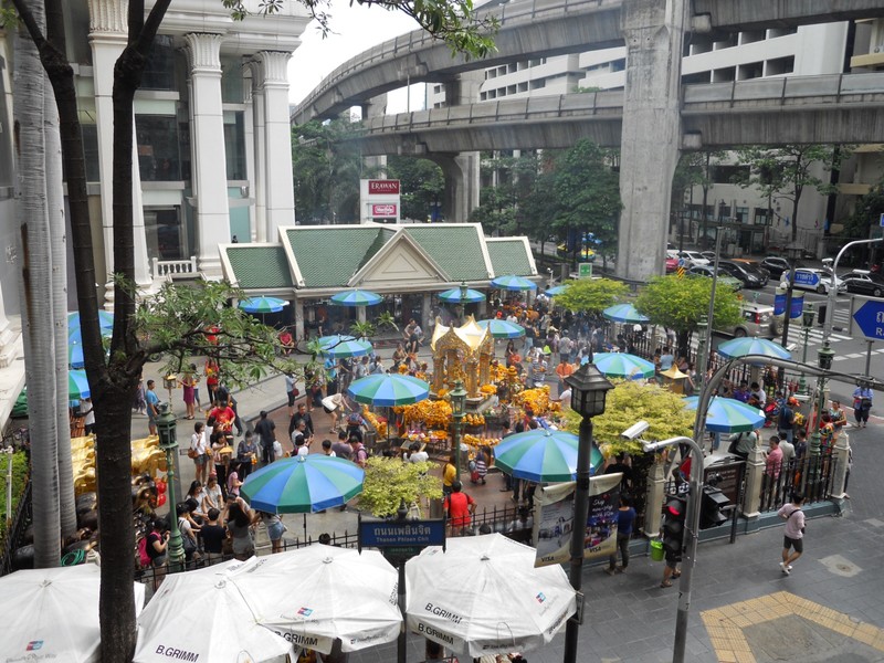 A Buddhist Ceremony taking place in the square below
