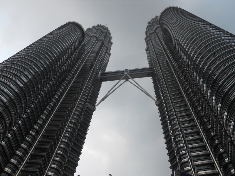 Craning our necks to see the Petronas Towers!