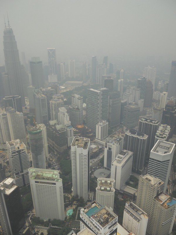 View of KLCC from the observation deck of the KL Tower, shrouded in the usual haze!