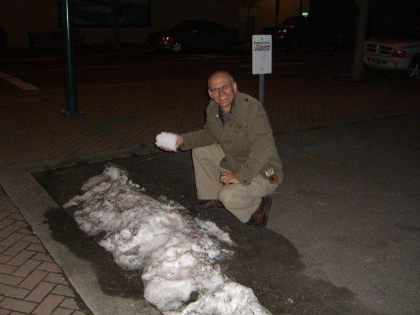 Andy finds snow in Flagstaff - it's cold around here!