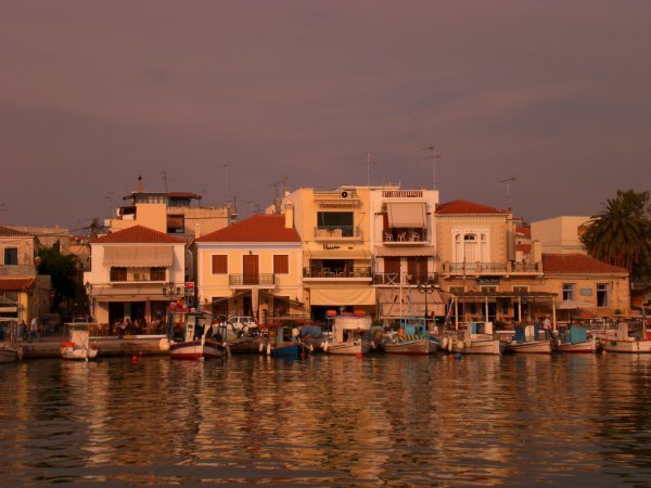The view if Aegina waterfront from our mooring