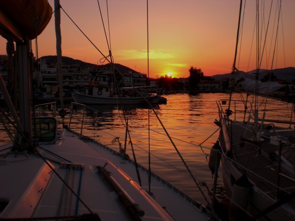 Sunset at our mooring in Ermioni
