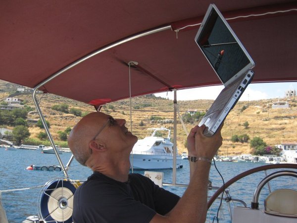 The reality of trying to get a wi-fi signal when at anchor