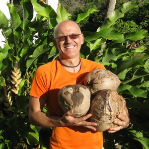 Andy with his coconuts