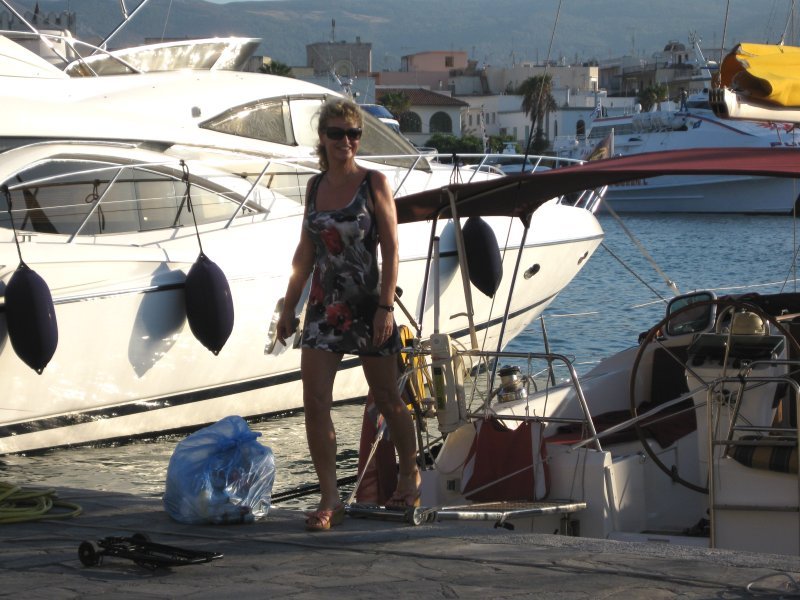 Kate steps ashore, Kos