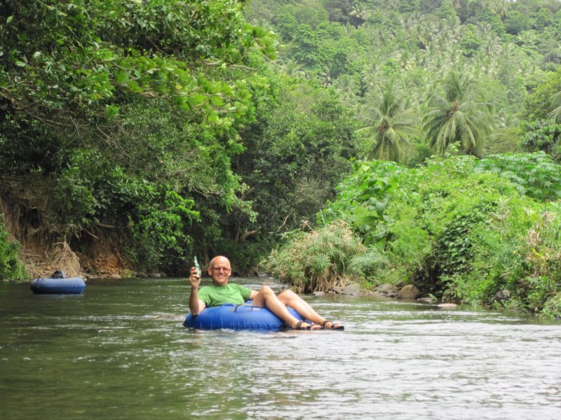 River tubing - Andy drifting downstream