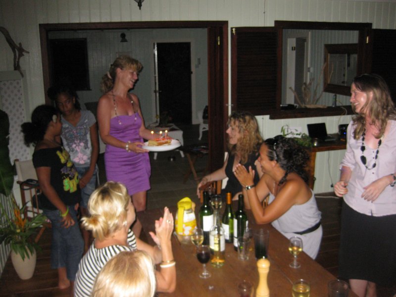 Mango Lodge girls night - Kate with Almera's cake