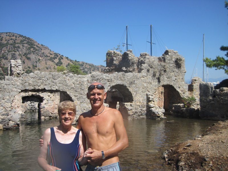 Jill and Andy after our swim around Cleopatra's Bay