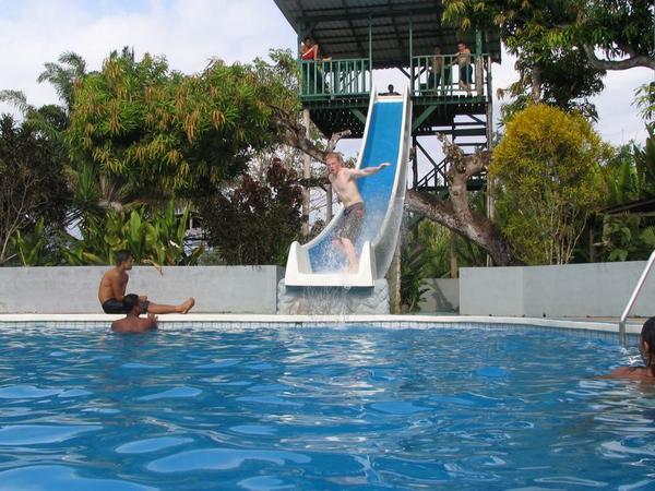 Chris surfing the slide