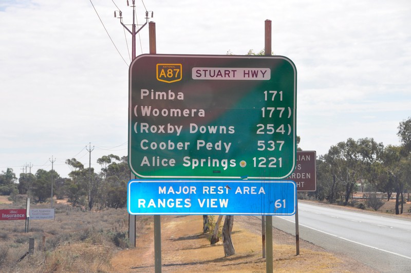 Road sign leaving Port Augusta