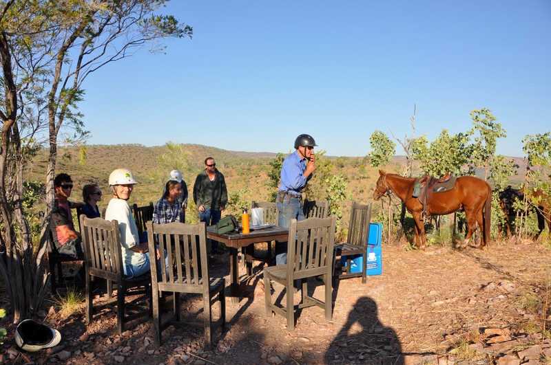 Sundown horse ride - half time drinks at a lookout