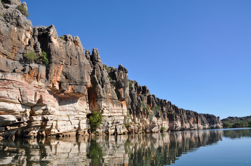 Geikie Gorge and blue sky reflections 